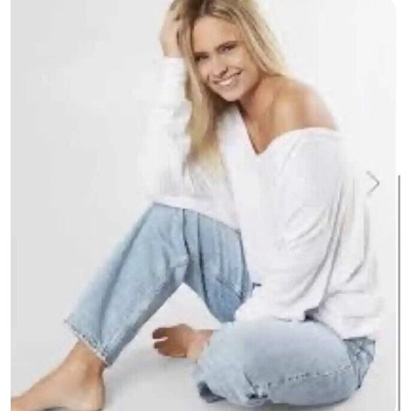 NWT Free People Santa Clara Thermal Top in Alabaster Off Shoulder XS X-Small - Picture 2 of 16